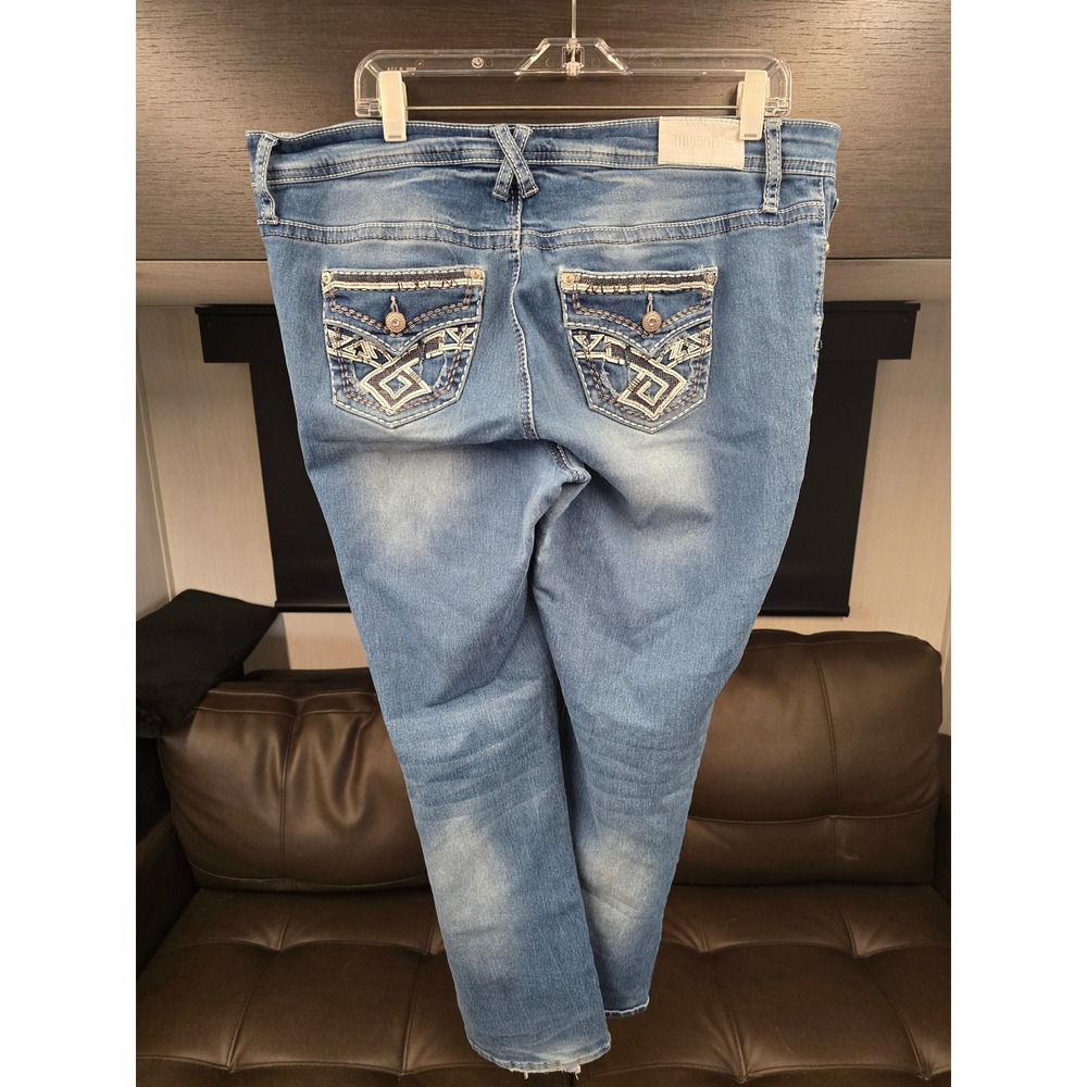 Hydraulic Nolita Mid Rise Skinny Jeans Medium Wash Embellished Pockets 16W - Picture 2 of 7
